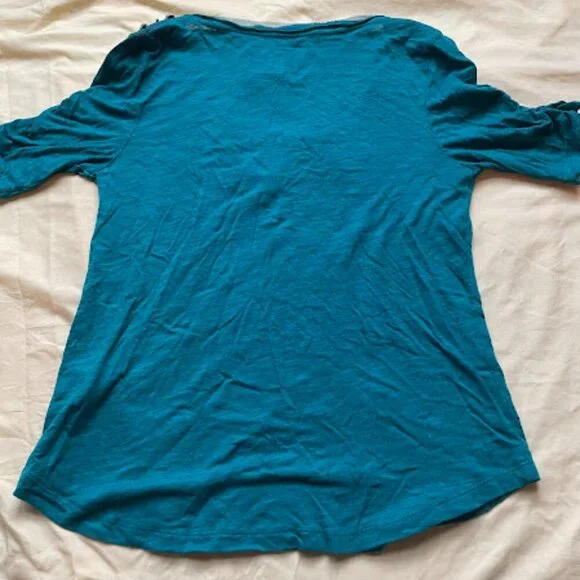 Anthropologie Deletta | Embellished Scoop Neck Top | Teal | NWT - Picture 3 of 4